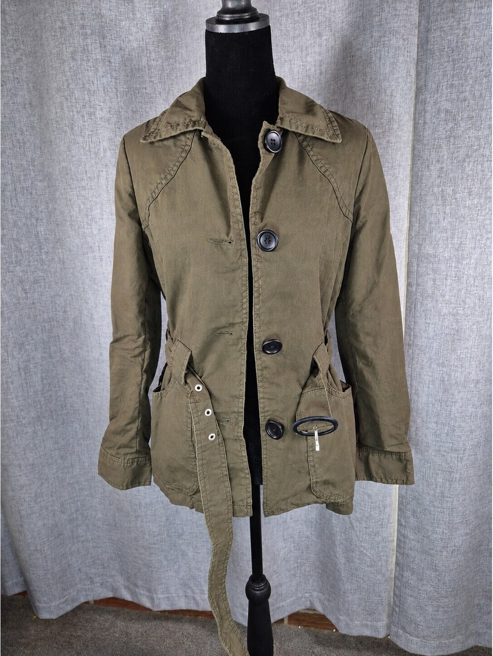 Banana Republic Utility Jacket M Olive Green Belted Cotton Military Safari